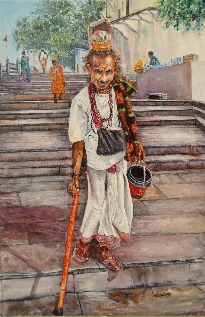 Vagrant In Ganga Ghat Painting by Lasya Upadhyaya | ArtZolo.com