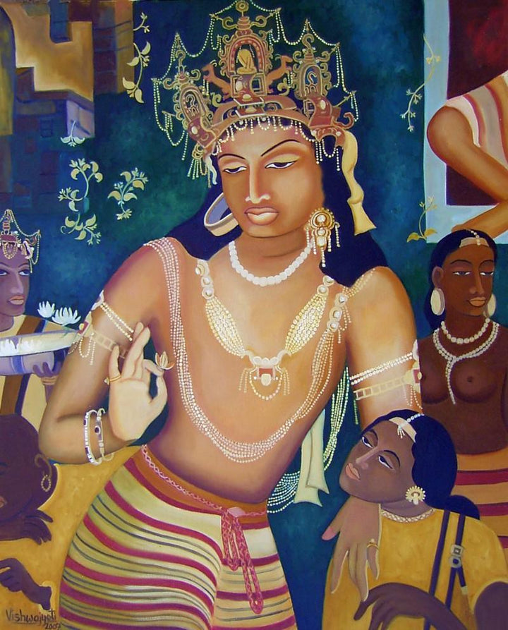 Vajrapani Ode To Ajanta Painting by Vishwajyoti Mohrhoff | ArtZolo.com