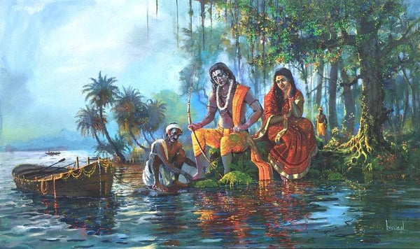Vanvas (Ram Sita) Painting by Bijay Biswaal | ArtZolo.com
