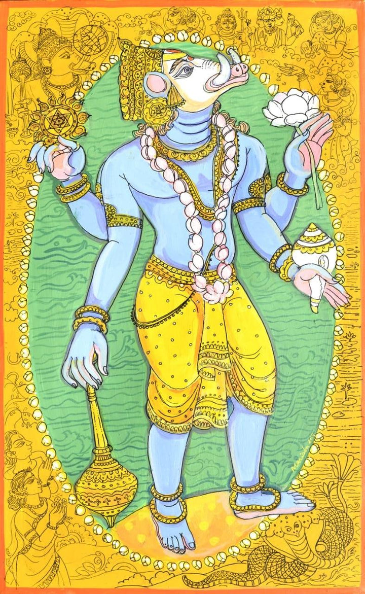 Varaha Avatar Painting by Manisha Srivastava | ArtZolo.com