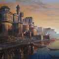 Religious acrylic painting titled 'Varanasi 2', 36x48 inches, by artist Atul Gendle on Canvas
