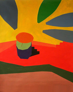 Abstract acrylic painting titled 'Varanasi 4', 36x30 inches, by artist Prasanta Acharjee on Canvas