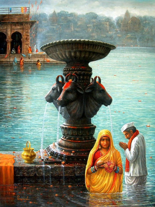 Varanasi 6 Painting by Paramesh Paul | ArtZolo.com