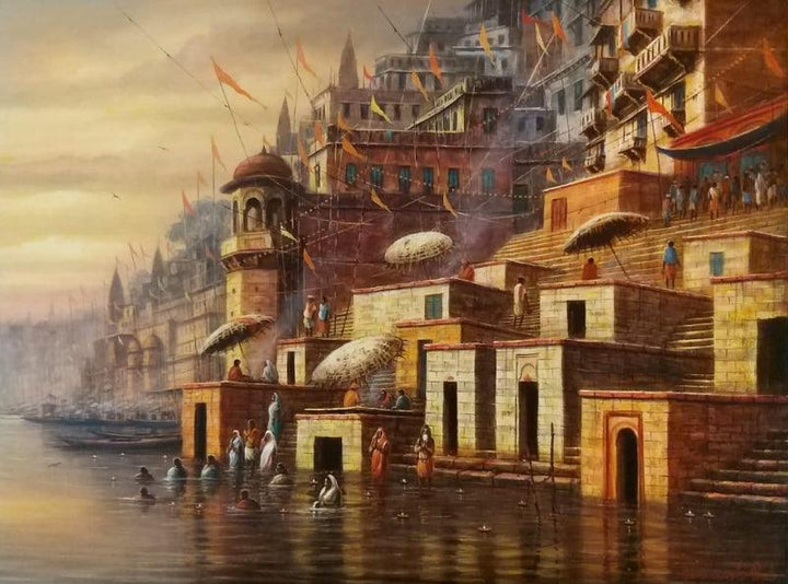 Varanasi 9 Painting by Paramesh Paul | ArtZolo.com