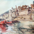Religious watercolor painting titled 'Varanasi', 11x15 inches, by artist Sagar Palwe on Paper