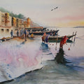 Landscape watercolor painting titled 'Varanasi', 15x11 inches, by artist Vivekanand Viswam on Paper