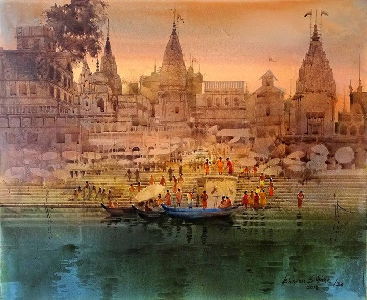 Varanasi Ghat 36 Painting by Bhuwan Silhare | ArtZolo.com