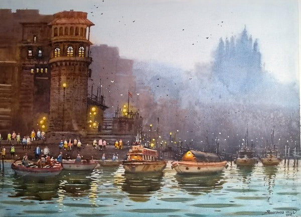 Varanasi Ghat Painting by Nanasaheb Yeole | ArtZolo.com