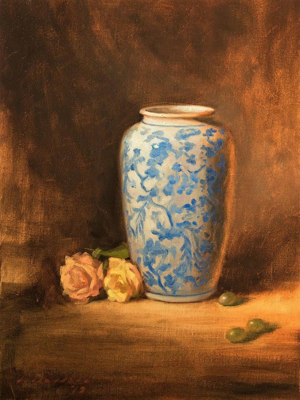 Vase With Roses Painting by Amit Srivastava | ArtZolo.com