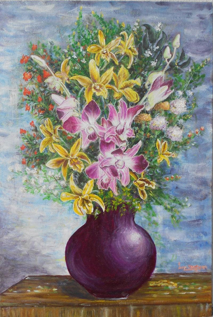 Vase Of Orchids Painting by Lasya Upadhyaya | ArtZolo.com