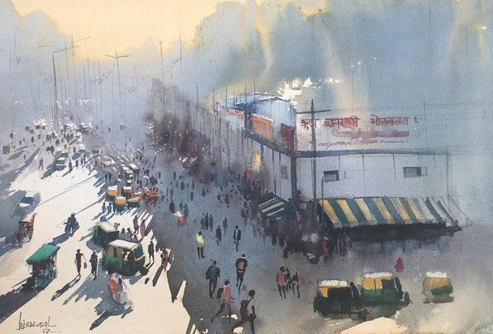 Veg Restaurant At Paharganj Side Painting by Bijay Biswaal | ArtZolo.com