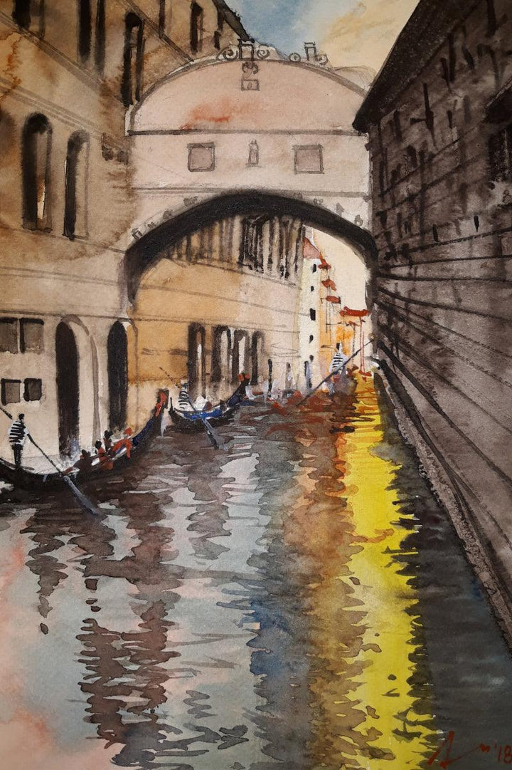 Venice Canal Painting by Arunava Ray | ArtZolo.com
