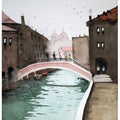 Cityscape watercolor painting titled 'Venice Canal Italy', 11x7 inches, by artist Arunava Ray on Paper