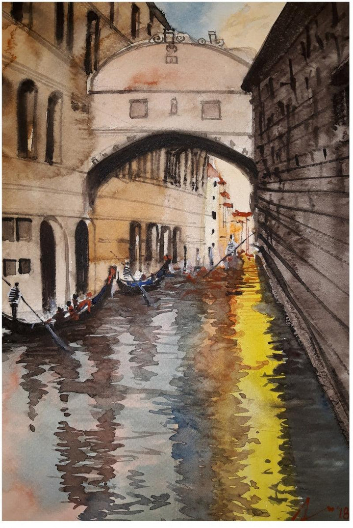 Venice Canal Italy Painting by Arunava Ray | ArtZolo.com