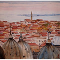 Cityscape watercolor painting titled 'Venice Italy', 7x11 inches, by artist Arunava Ray on Paper