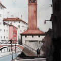 Cityscape watercolor painting titled 'Venice Italy', 11x8 inches, by artist Arunava Ray on Paper