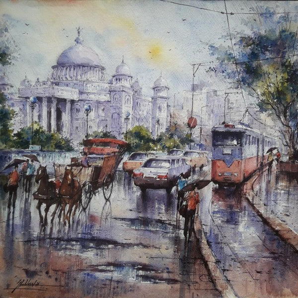 Victoria Memorial In Kolkata Painting by Shubhashis Mandal | ArtZolo.com
