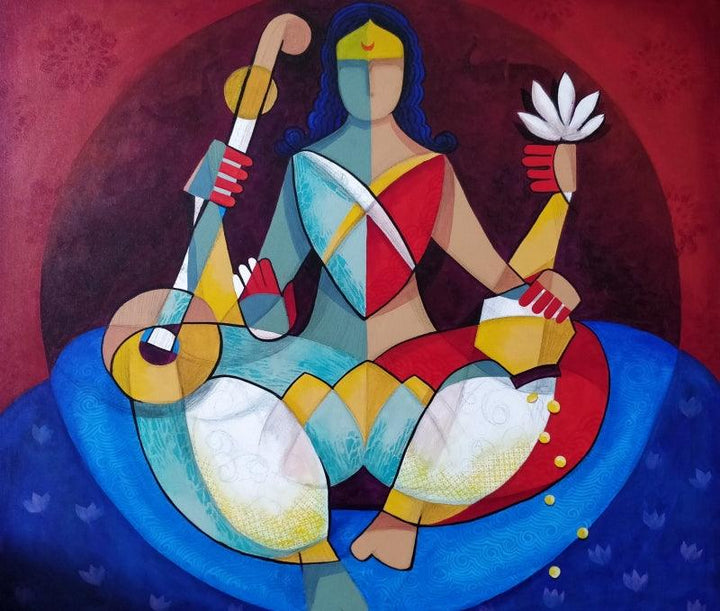 Vidya Lakshmi Painting by Satyendra Rane | ArtZolo.com