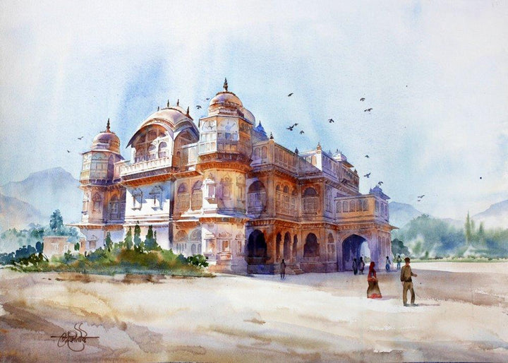 Vijay Vilas Palace Mandvi Painting by Vikrant Shitole | ArtZolo.com