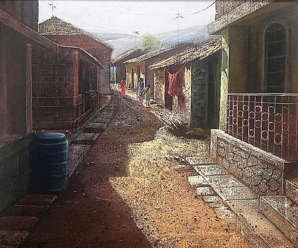 Village 1 Painting by Pravin Pasare | ArtZolo.com