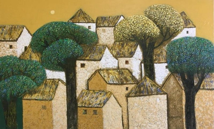 Village 11 Painting by Nagesh Ghodke | ArtZolo.com