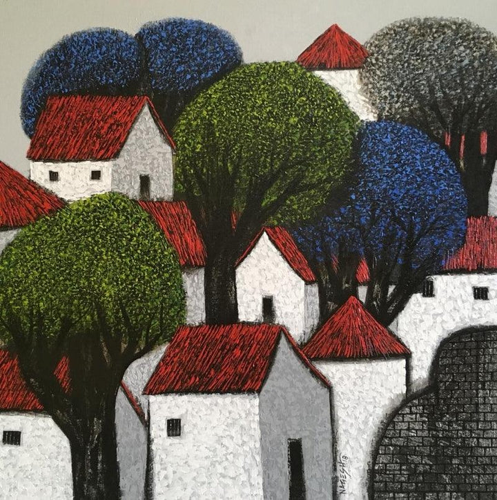 Village 12 Painting by Nagesh Ghodke | ArtZolo.com