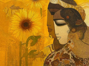 Figurative acrylic painting titled 'Village 15', 24x36 inches, by artist Siddharth Shingade on Canvas