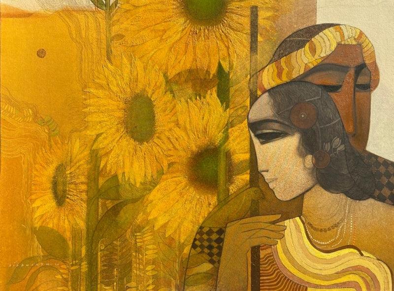 Figurative acrylic painting titled 'Village 16', 36x48 inches, by artist Siddharth Shingade on Canvas