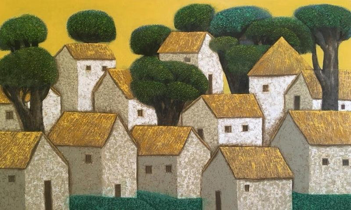 Village 16 Painting by Nagesh Ghodke | ArtZolo.com