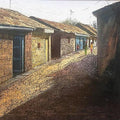 Landscape oil painting titled 'Village 2', 15x18 inches, by artist Pravin Pasare on Canvas
