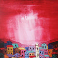 Cityscape acrylic painting titled 'Village 2', 24x36 inches, by artist Suresh Gulage on Canvas