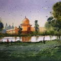 Nature watercolor painting titled 'Village 5', 12x16 inches, by artist Sohel Sayyad on Paper