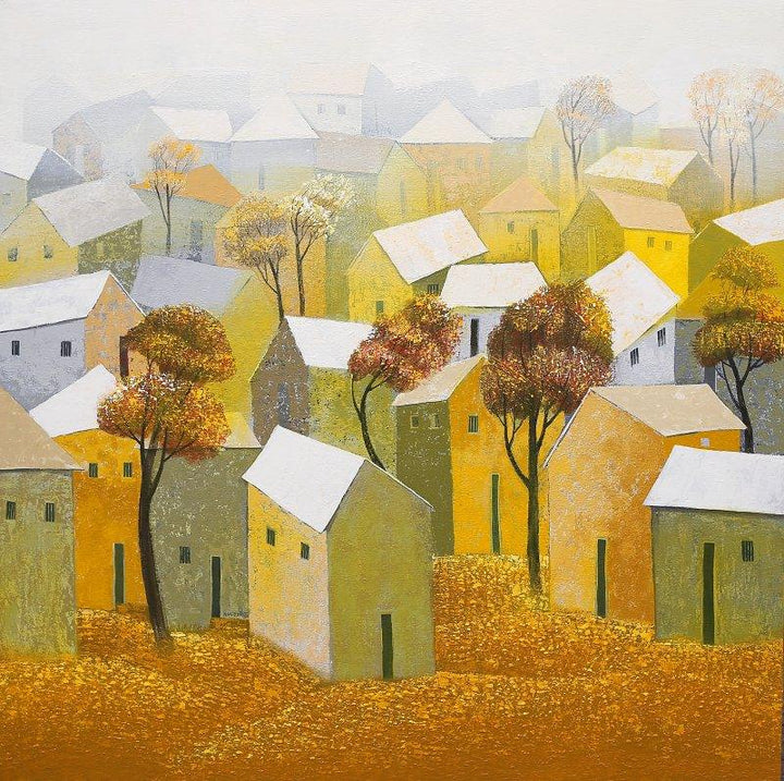 Village 5 Painting by Nagesh Ghodke | ArtZolo.com