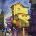 Nature watercolor painting titled 'Village 6', 16x12 inches, by artist Sohel Sayyad on Paper