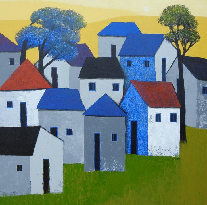 Village 76 Painting by Nagesh Ghodke | ArtZolo.com