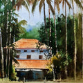 Landscape watercolor painting titled 'Village', 14x20 inches, by artist Abhijeet Bahadure on Paper