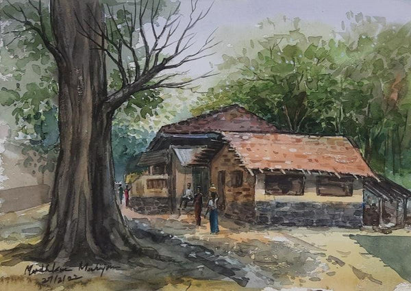 Village Painting by Madhukar Mahajan | ArtZolo.com
