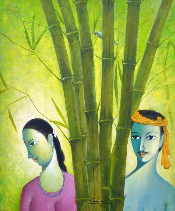Village Couple Painting by Shivkumar | ArtZolo.com