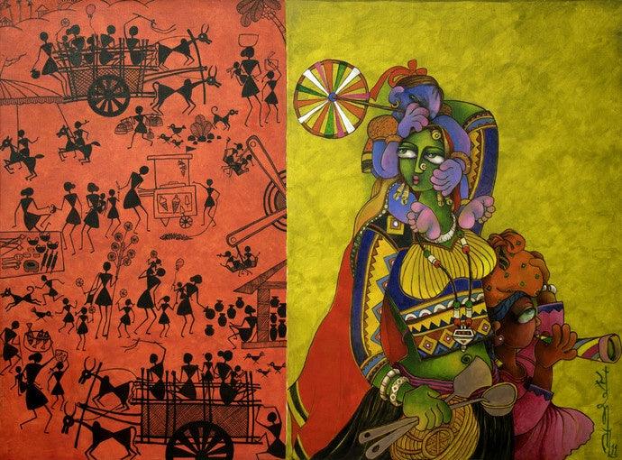Village Fair Painting by Sunita Dinda | ArtZolo.com