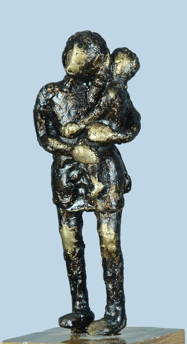 Village Girl And Child Sculpture by Kishor Sharma | ArtZolo.com