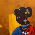 Figurative acrylic painting titled 'Village Girl', 18x18 inches, by artist GAJRAJ  CHAVAN on Canvas
