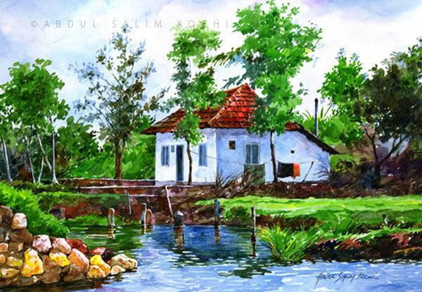 Village House Painting by Abdul Salim | ArtZolo.com