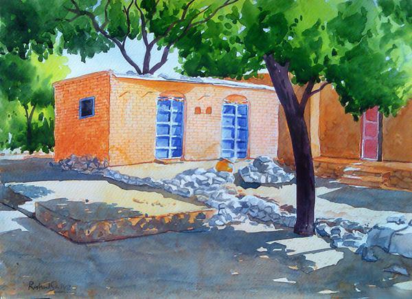 Village House Painting by Rahul Salve | ArtZolo.com