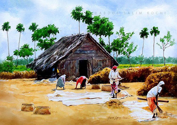 Village Kerala Painting by Abdul Salim | ArtZolo.com