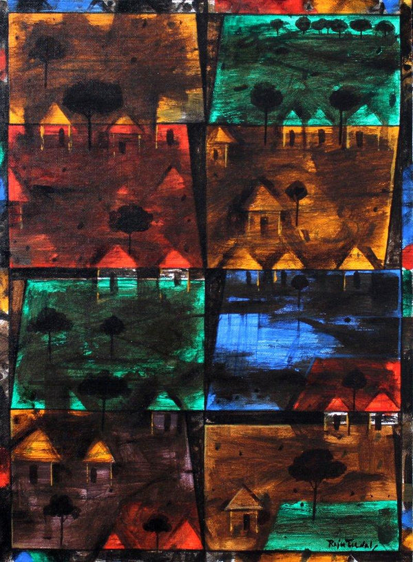 Village On Night 2 Painting by Raju Terdals | ArtZolo.com