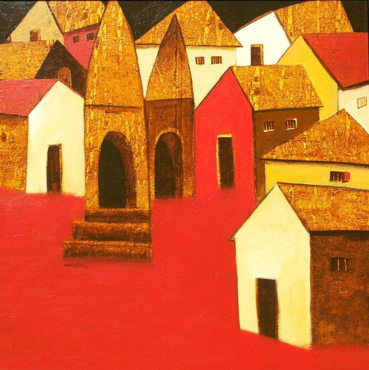 Village2 Painting by Nagesh Ghodke | ArtZolo.com