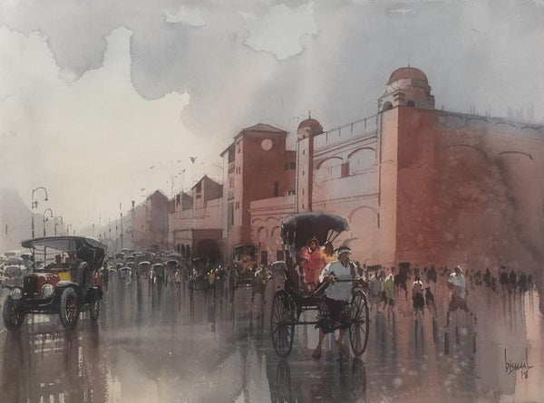 Vintage Calcutta Painting by Bijay Biswaal | ArtZolo.com