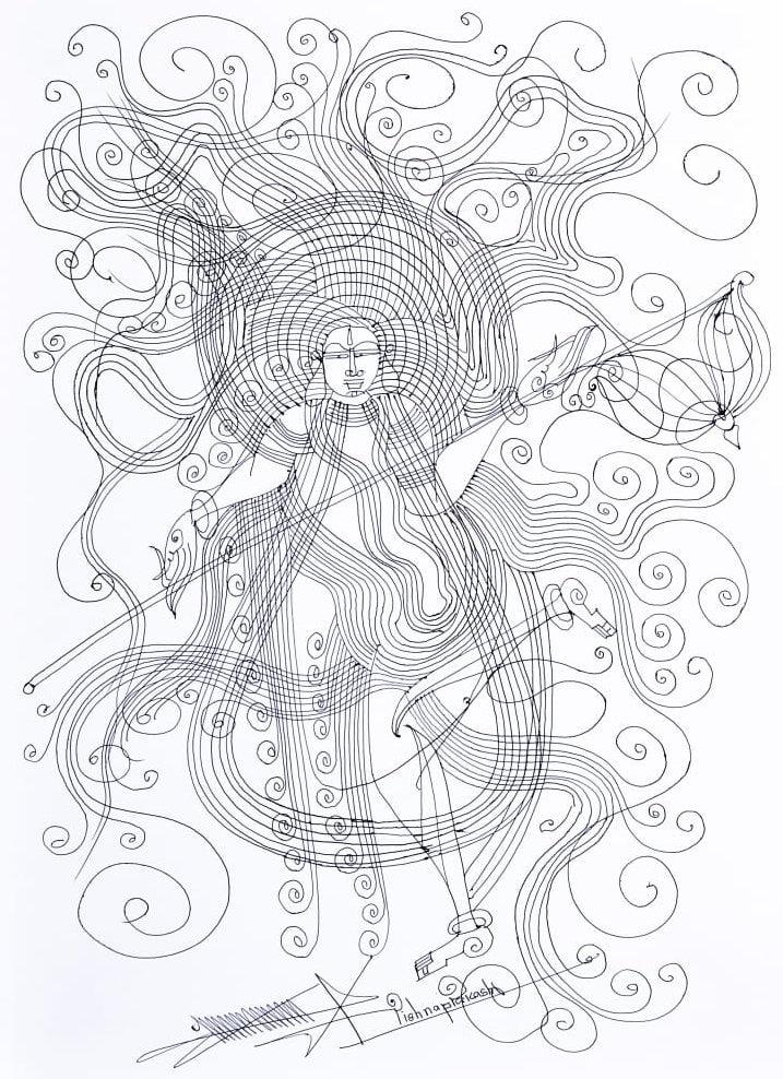 Visalakshi Drawing by Krishnaprakash Vasant Martand | ArtZolo.com