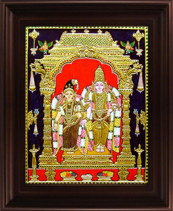 Vishnu Andal Tanjore Painting Traditional Art by Myangadi | ArtZolo.com