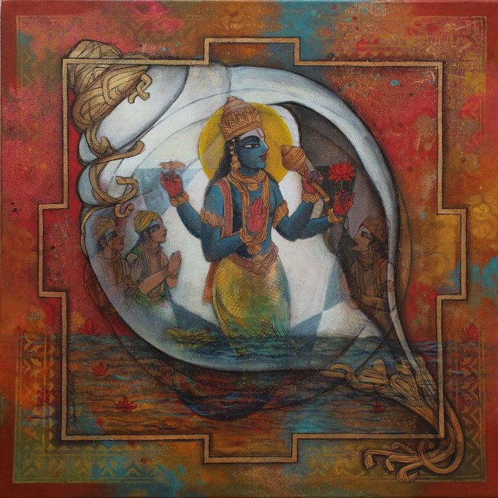 Vishnu Painting by N P Rajeshwarr | ArtZolo.com